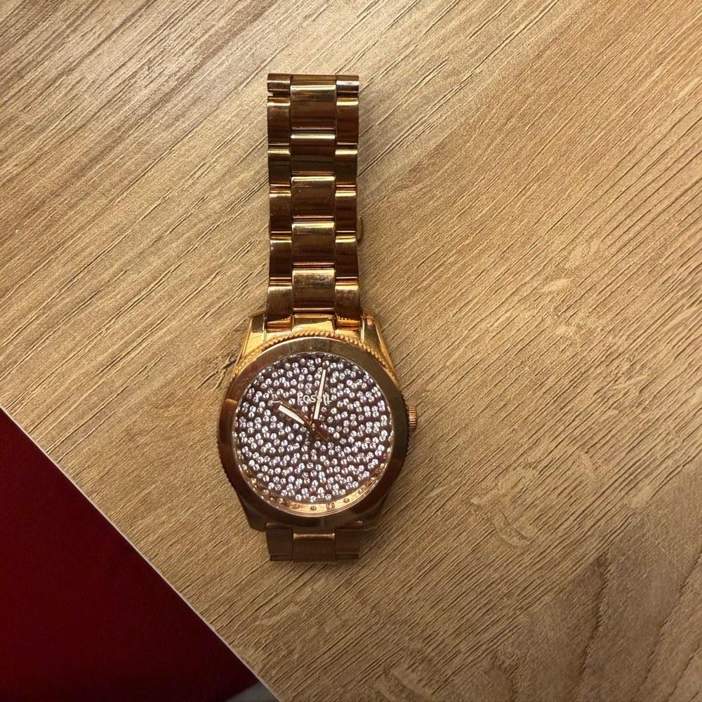 gold diamond sparkle watch